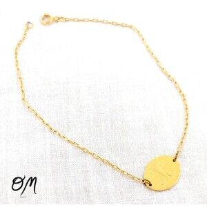 Gold Tone Vintage "M" Monogrammed Medallion Bracelet
